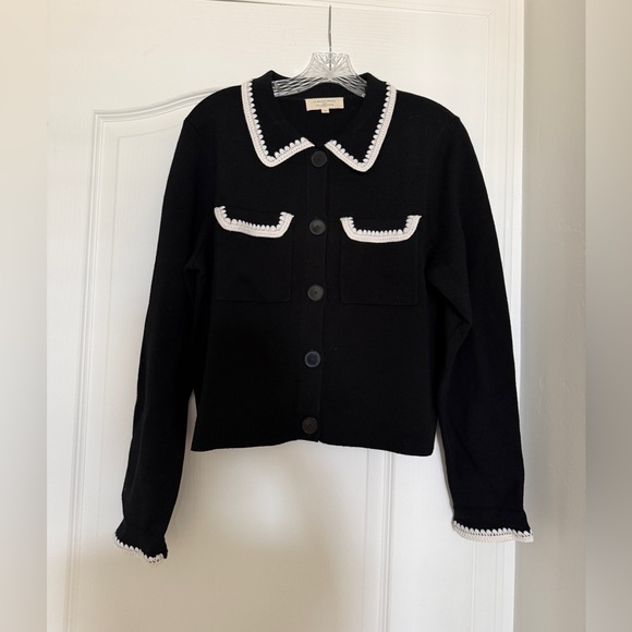 Sezane Betty Black and White Cardigan - Picture 2 of 5